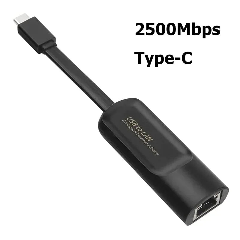 2500Mbps Ethernet Adapter 2.5G USB 3.0 Type C to RJ45 Network Card Wired Ethernet Gigabit Adapter Lan Card Hub for MacBook iPad - 1Tecbuy