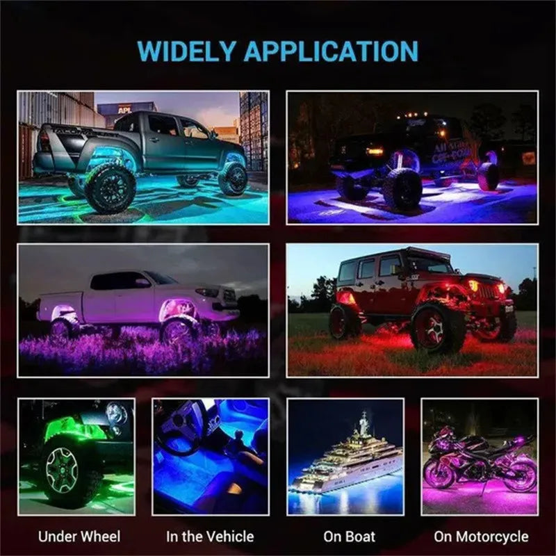 SENLO 4 Pods RGB LED Rock Light APP Control Music Neon Car Underglow Chassis Light for Offroad Truck SUV Rock Lights