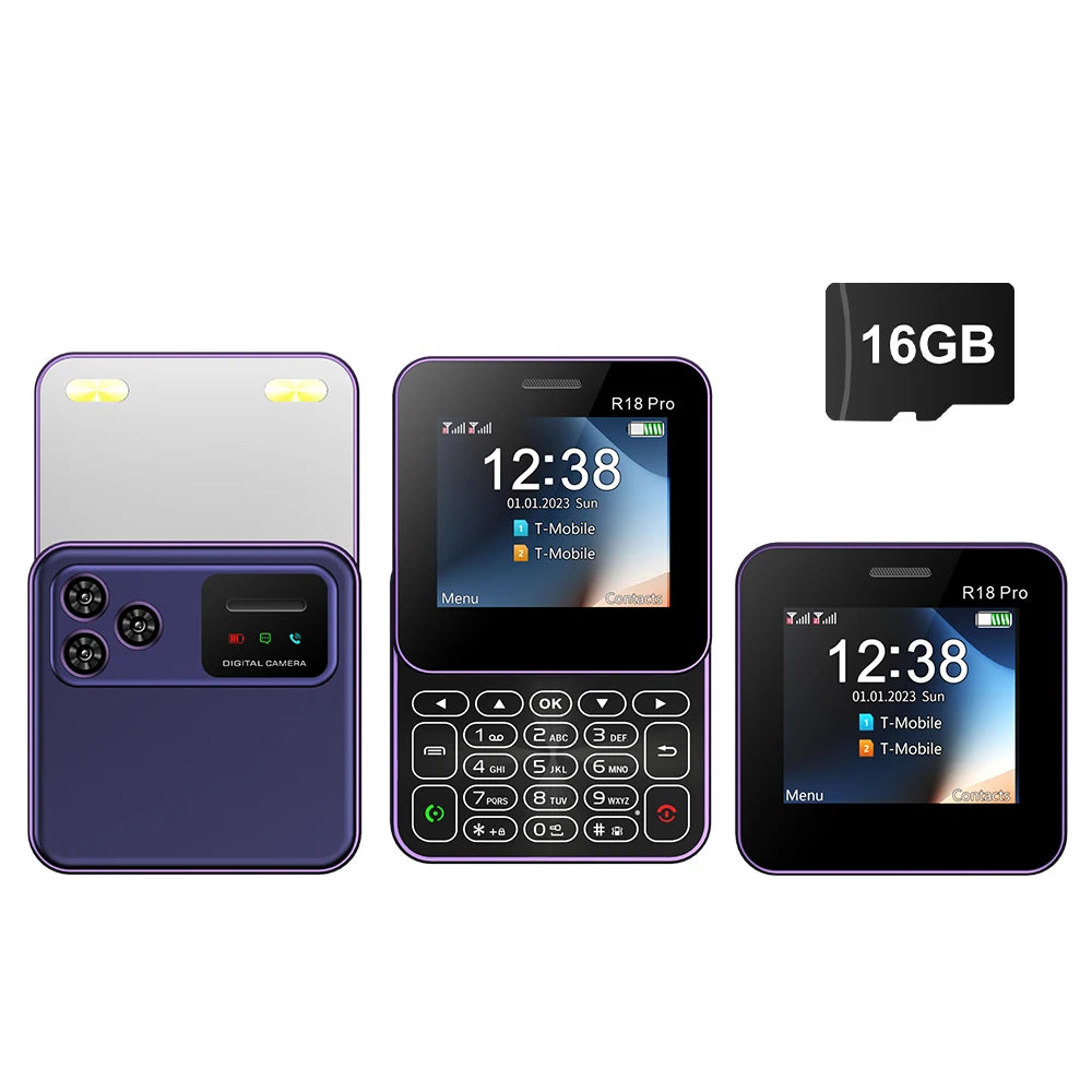 SERVO R18 PRO Rotating Screen Mini Mobile Phone 2 SIM Standby 2.4" Screen Magic Voice Rear Camera 2G GSM Pocket Slide Cellphones