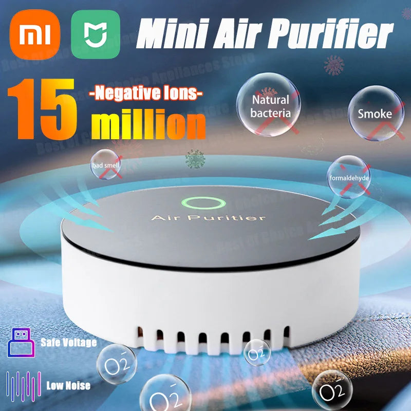 Xiaomi New Car 15 Million Negative Ion Air Purifier Purification Portable  USB Oxygen Cleaner Ozone Generator For Home Deodor