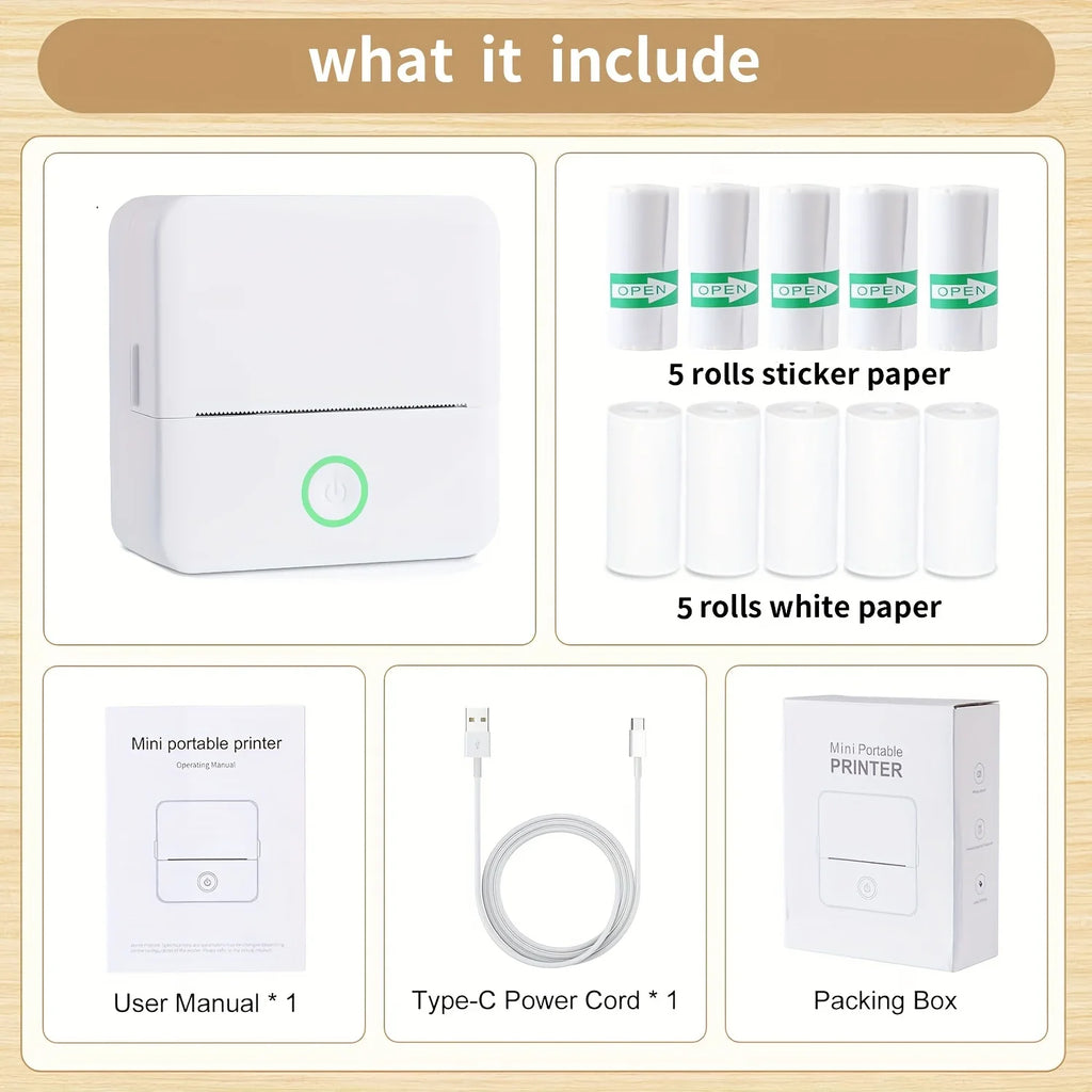 Sticker Printer - Model X6 Print Pods Mini Printer, Bluetooth Thermal Sticker Maker with Rolls Paper | Compatible with iPhone