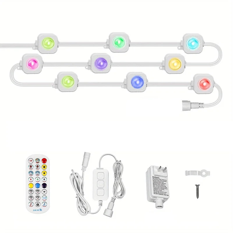Year Christmas Birthday DIY Lighting 60M Smart RGB Eave Lights App & Remote IP67 Permanent Outdoor LED String Lights