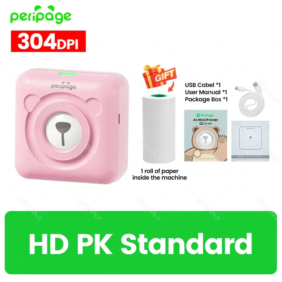 7 Colors Peripage A6 304DPI Mini Photo Printer Notes Sticker Label Printing Machine Bluetooth Portable Wireless Printer Marker - 1Tecbuy
