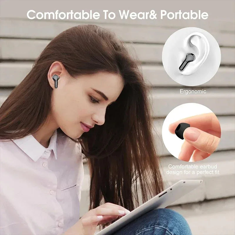 New Wireless Earbuds HiFi Stereo Headphones BT5.3 with ENC Noise Cancelling 48H LED Display Ear Buds IP7 Waterproof Earphones - 1Tecbuy