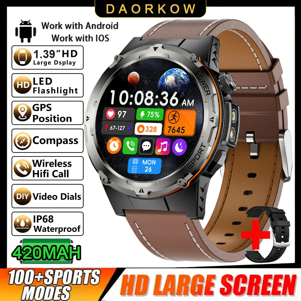 2025 New NFC Watch 420mA GPS Sports HD BT Call Smart Watch Men Outdoor Sports Fitness Tracker Smart Watch Men Waterproof Clock