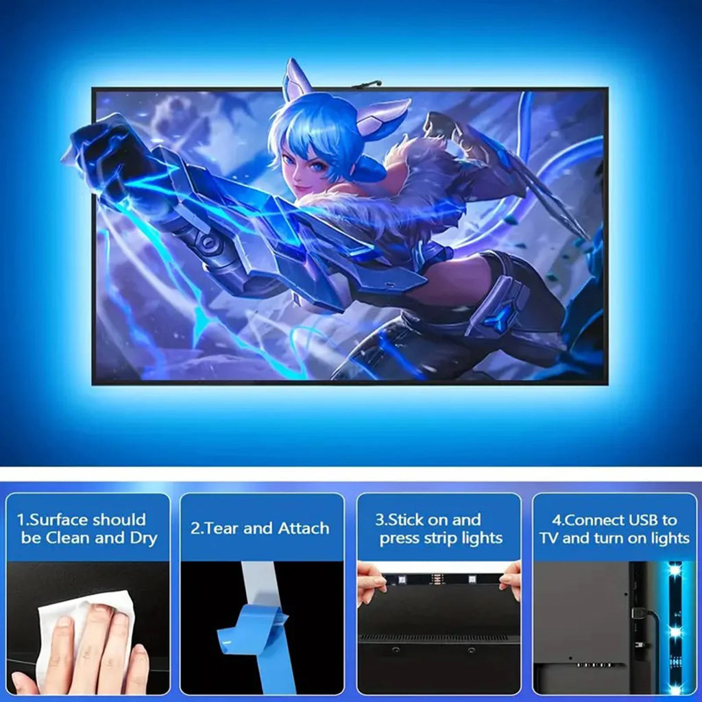 EISSLOLY Led Strip Lights RGB LED Light Kit Smart APP Control for 55-85 inches TV Backlight Screen SYNC Home Decor LED Lighting