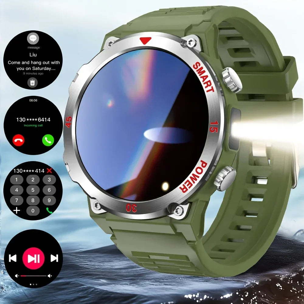 LAXASFIT 2025 New Smart Watch Music Player LED Flashlight Multiple Workout Modes Bluetooth Calling Outdoor Sports Smartwatch - 1Tecbuy