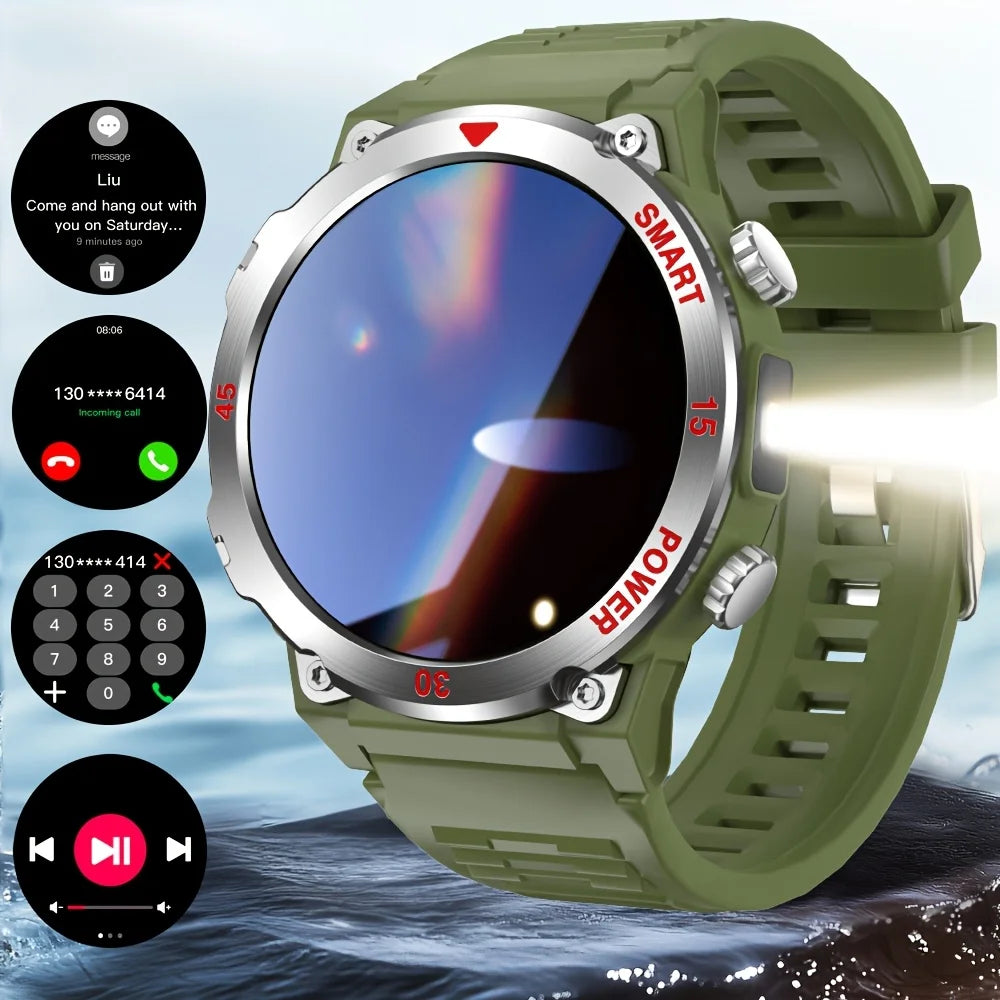 LAXASFIT 2025 New Smart Watch Music Player LED Flashlight Multiple Workout Modes Bluetooth Calling Outdoor Sports Smartwatch