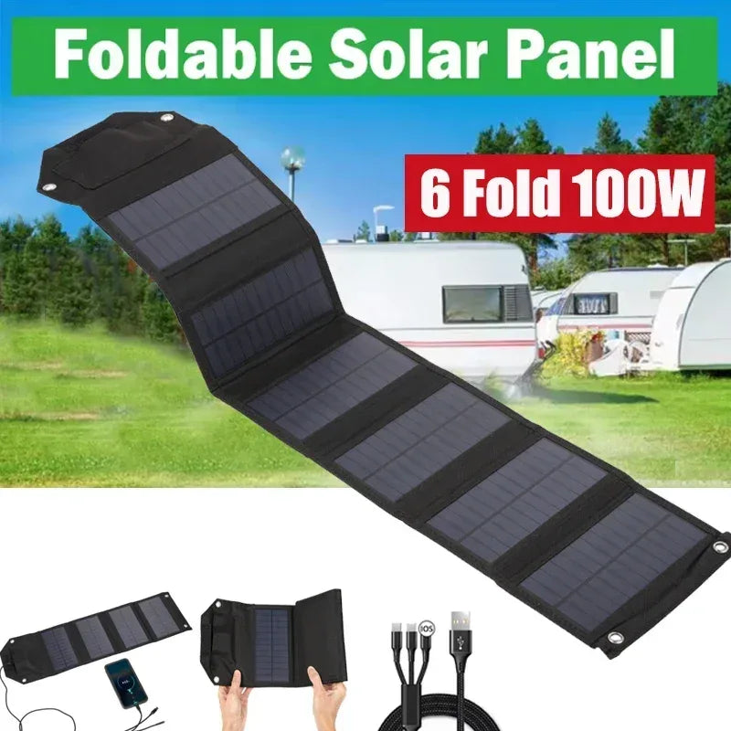 60W 80W 100W Foldable Solar Panel 5V USB Portable Folding Bag Battery Charger for Phone Outdoor Camping Waterproof Power Bank - 1Tecbuy