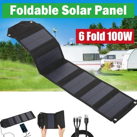 60W 80W 100W Foldable Solar Panel 5V USB Portable Folding Bag Battery Charger for Phone Outdoor Camping Waterproof Power Bank - 1Tecbuy