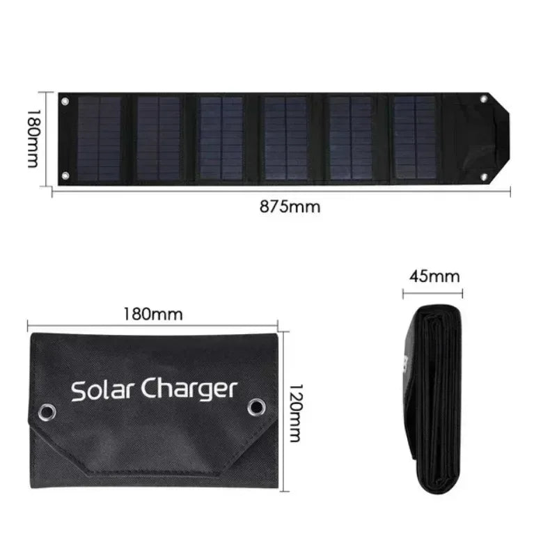100W/80W/60W Foldable Solar Panel 5V USB Portable Battery Charger for Cell Phone Outdoor Waterproof Power Bank for Camping - 1Tecbuy