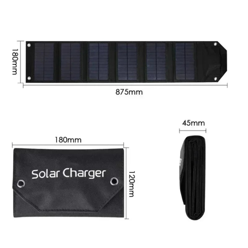 100W/80W/60W Foldable Solar Panel 5V USB Portable Battery Charger for Cell Phone Outdoor Waterproof Power Bank for Camping