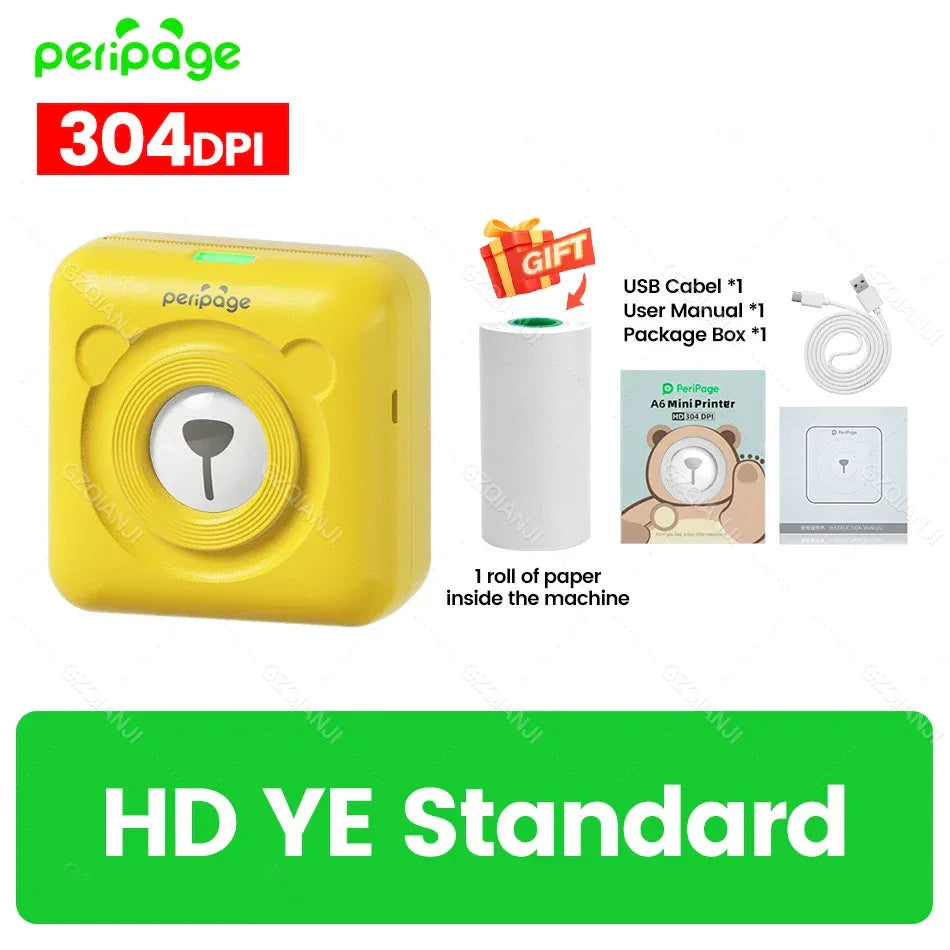 7 Colors Peripage A6 304DPI Mini Photo Printer Notes Sticker Label Printing Machine Bluetooth Portable Wireless Printer Marker - 1Tecbuy