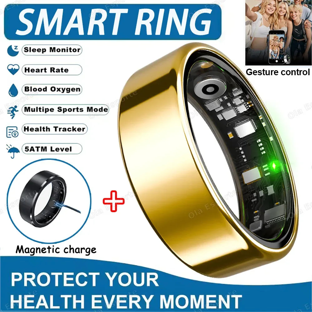 2025 Smart Ring Blood Pressure Heart Rate Sleep Monitoring Smartring IP68 & 5ATM Waterproof Multi-sport Mode Smartring Man Women - 1Tecbuy