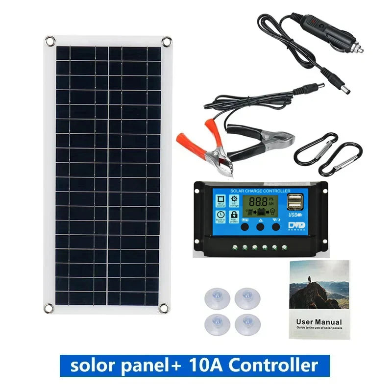 20W-1000W Solar Panel 12V Solar Cell 100A Controller Solar Panel for Phone RV Car MP3 PAD Charger Outdoor Battery Supply Camping