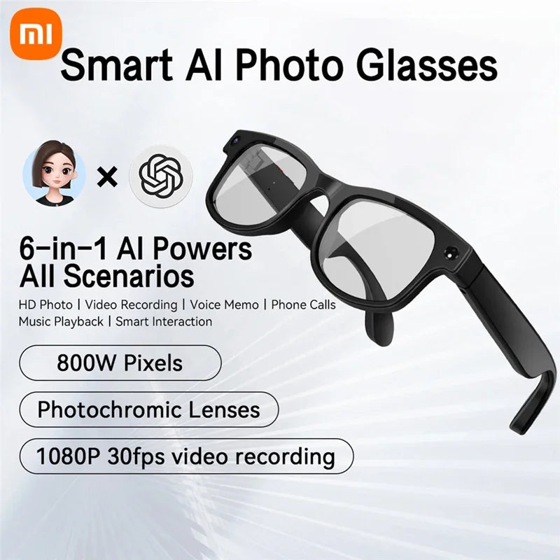 Xiaomi 8K Smart Glasses AI HD Recording Videos Photo Recognition Answer Translation Music Player Multifunction Anti-UV Lenses