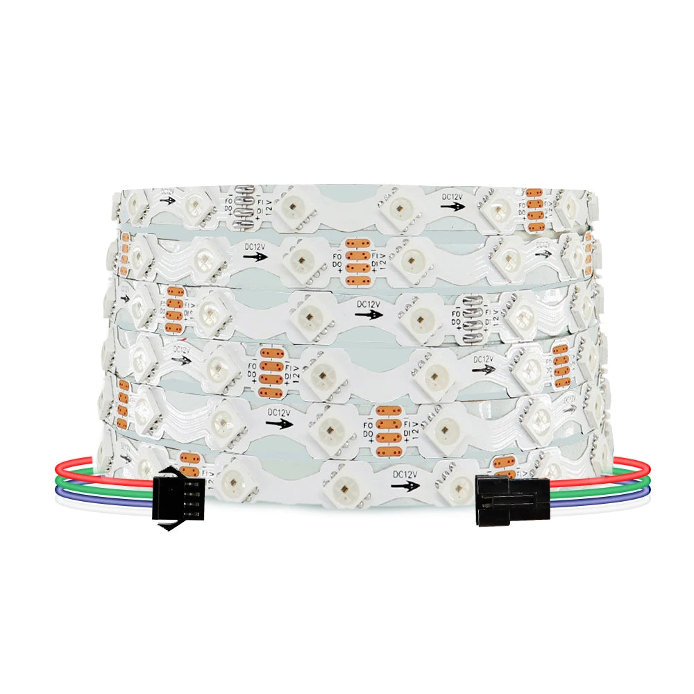 WS2812B WS2815 Individually Addressable RGBIC LED Strip 60Leds/m 8mm White PCB Bendable S Shape DIY Light Tape