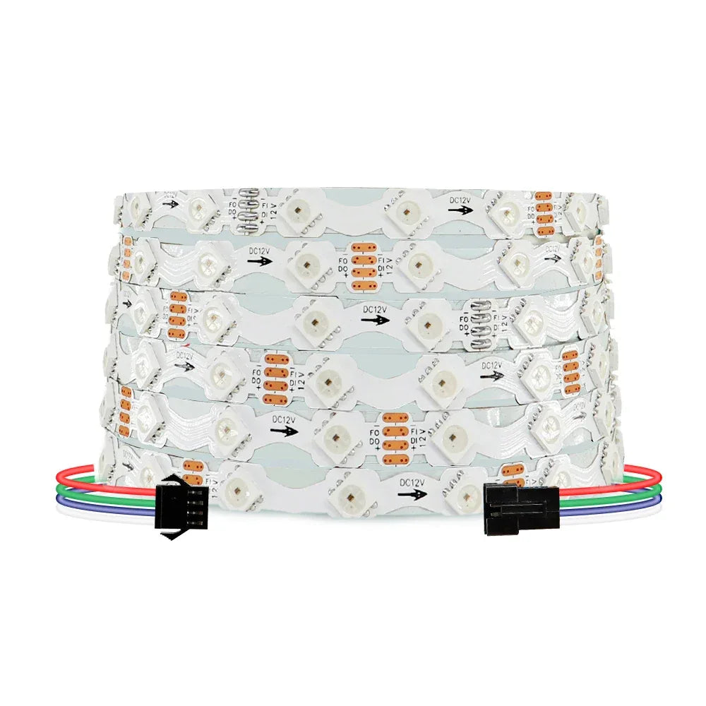 WS2812B WS2815 Individually Addressable RGBIC LED Strip 60Leds/m 8mm White PCB Bendable S Shape DIY Light Tape - 1Tecbuy