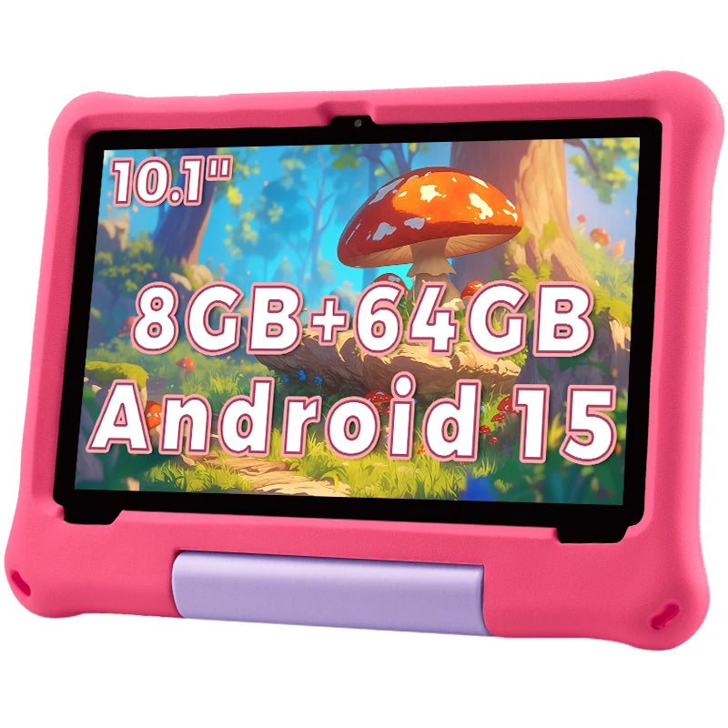 Kids Tablet 10.1'' Android 15 Tablet for Kids 8(4+4)GB 64GB Octa-Core CPU, Toddler Tablets with WiFi 6 5000mAh Dual Cameras GMS