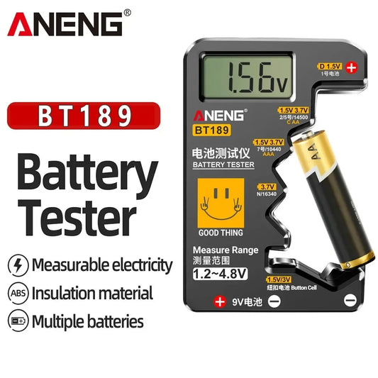 ANENG BT189 Button Cell Battery Tester 9V N D C AA AAA Universal Household LCD Display Battery Tester Power Bank Detectors Tools - 1Tecbuy