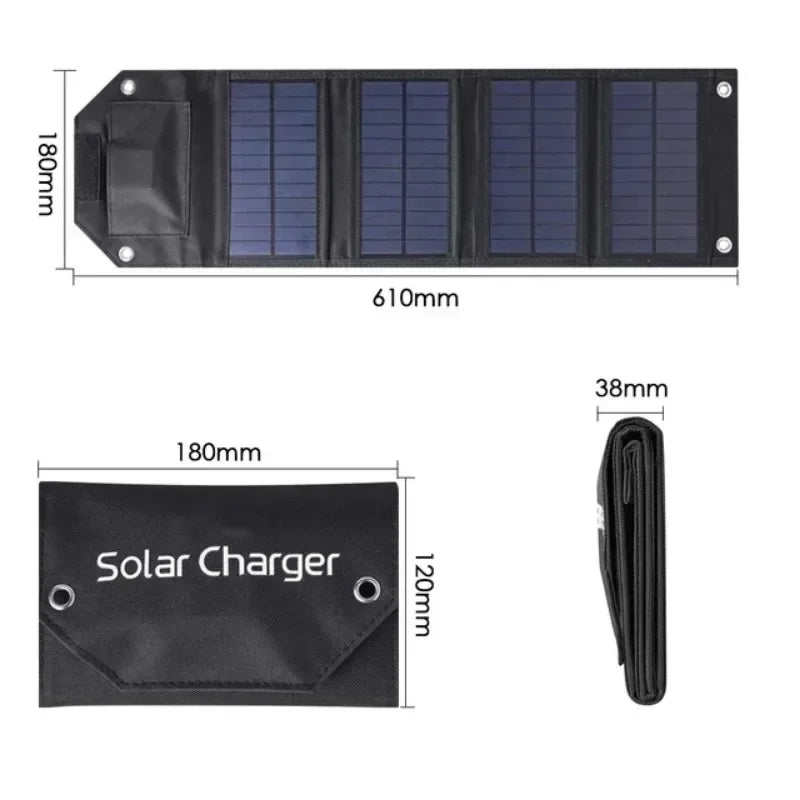 100W/80W/60W Foldable Solar Panel 5V USB Portable Battery Charger for Cell Phone Outdoor Waterproof Power Bank for Camping