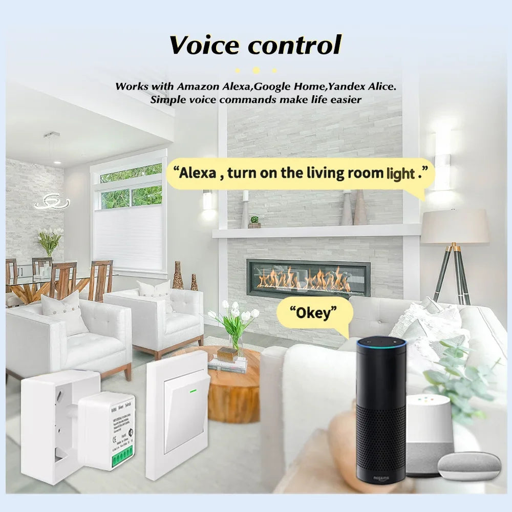 Tuya WiFi/Zigbee3.0 Smart Switch Mini Breaker DIY Module Remote Timer Wireless Light Control Work with Smart Life Alexa Google