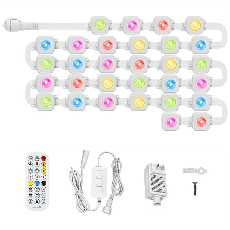 LED Permanent Outdoor Lights With Remote Christmas New Year Roof DIY Holiday String Light IP67 Waterproof RGBIC Eave Lights