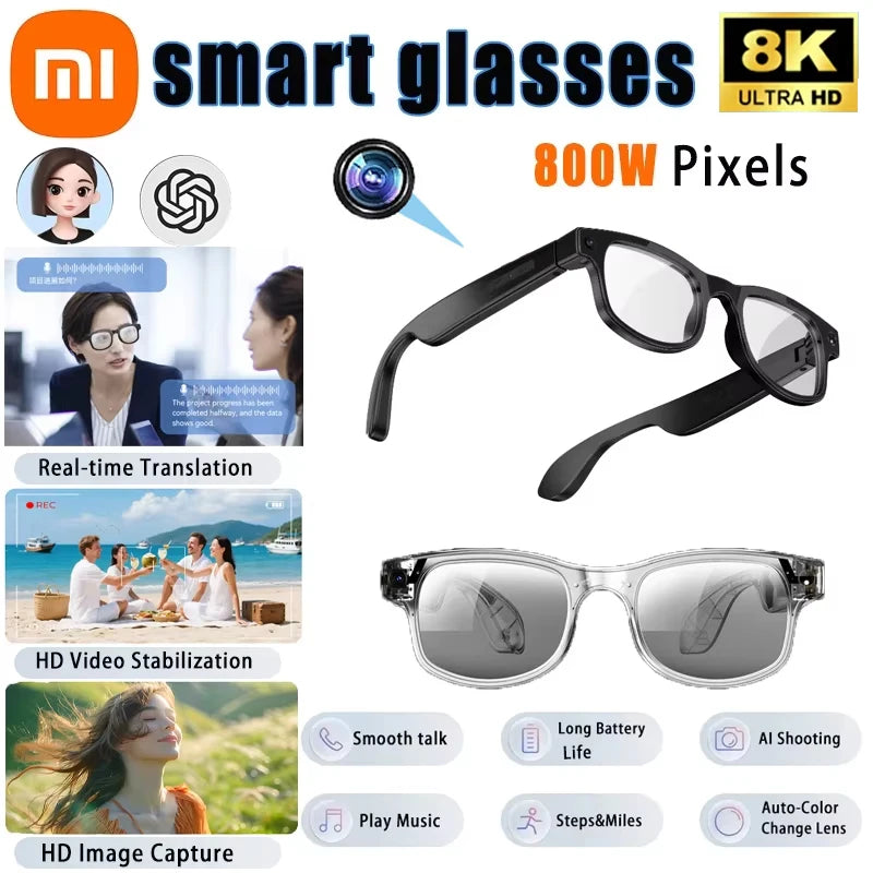 Xiaomi 8K Smart Glasses AI HD Recording Videos Photo Recognition Answer Translation Music Player Multifunction Anti-UV Lenses