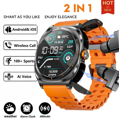 2025 Upgraded For Android IOS TWS 2 in 1 SmartWatch with Headphones Bluetooth Call IP68 Waterproof Outdoor GPS Sport Smartwatch - 1Tecbuy
