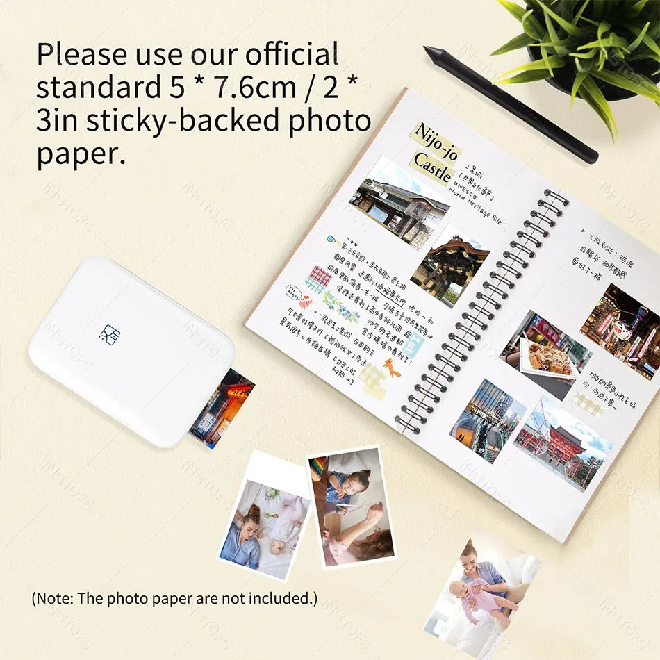 MT53 Color Photo Portable Printer Mobile Phone Mini Handheld Pocket Wifi Bluetooth Printing Machine 2x3 inch Sticky-Backed Paper