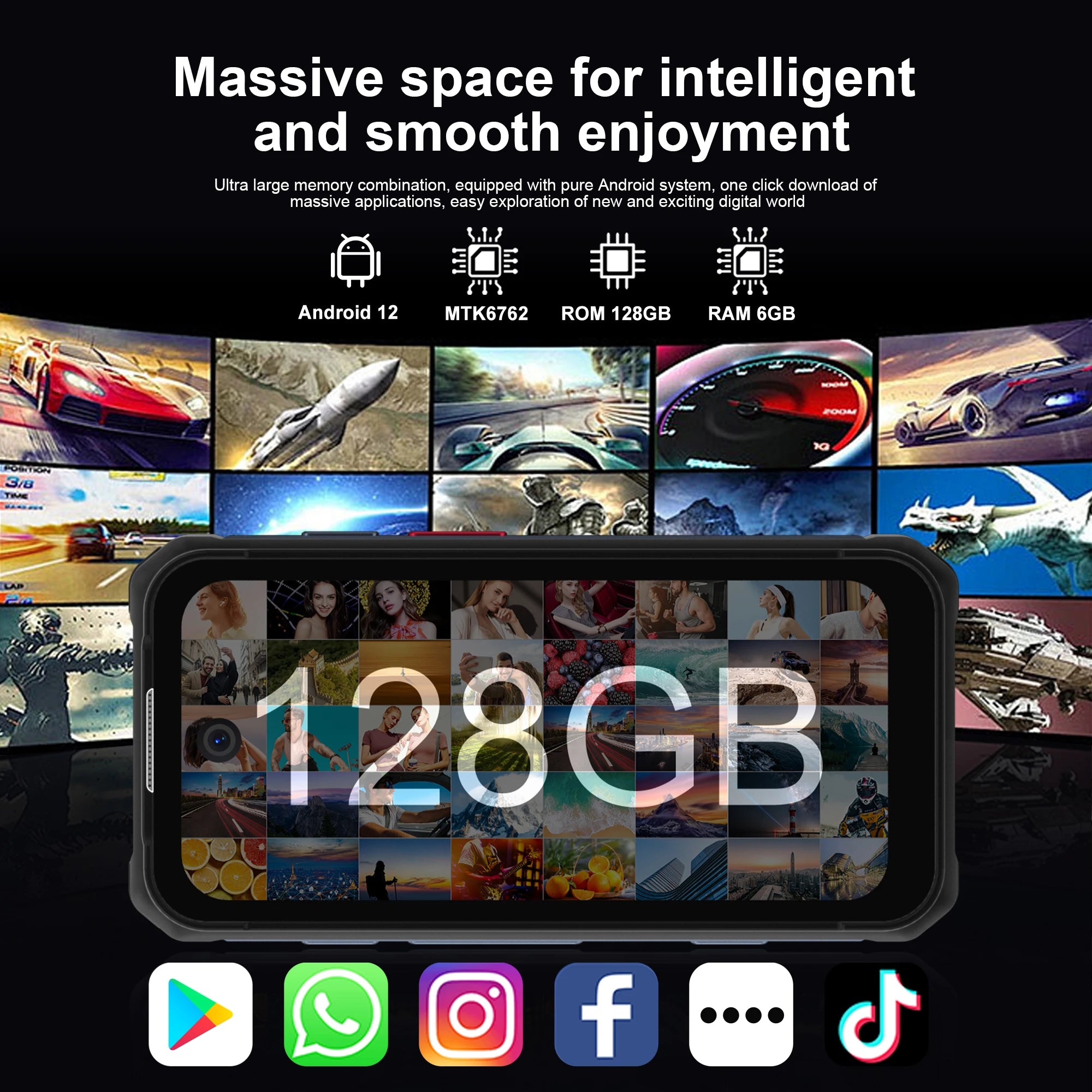 SERVO TANK500 4G PTT Smartphone Android 12 6+128GB Dual Camera 5MP+13MP 3.88"Display IP68 Waterproof Rugged Mobile Phone 3000mAh