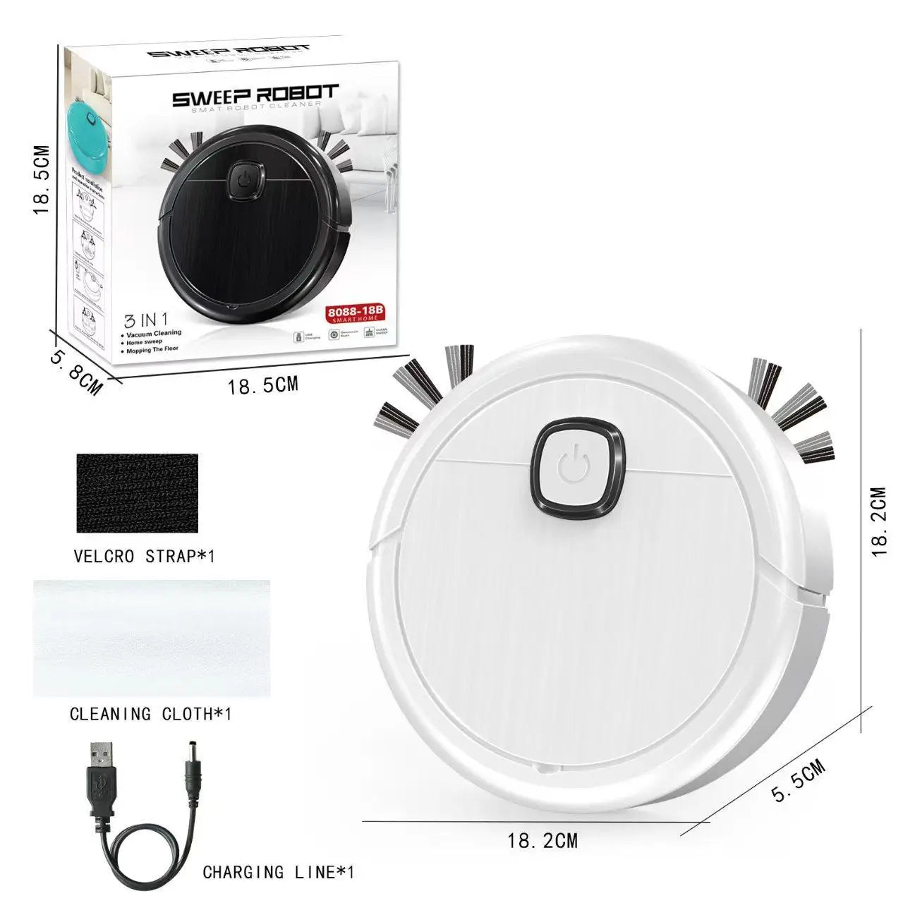 3-in-1 Smart Sweeping Robot Vacuum Mop 4000pa Strong Suction Washable Mop For Pet Hair Hard Floor Ideal Home Kitchen Room 2025