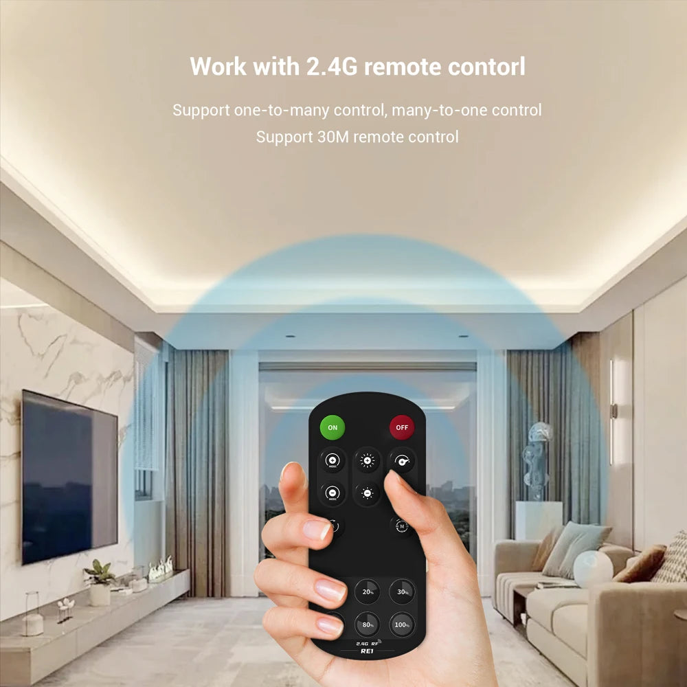 RF Remote Control COB LED Strip 12V 1m 2m 3m 4m 5m Warm White Natural Dimmable Flexible Room Kitchen Cabinet Lighting Decor KIT