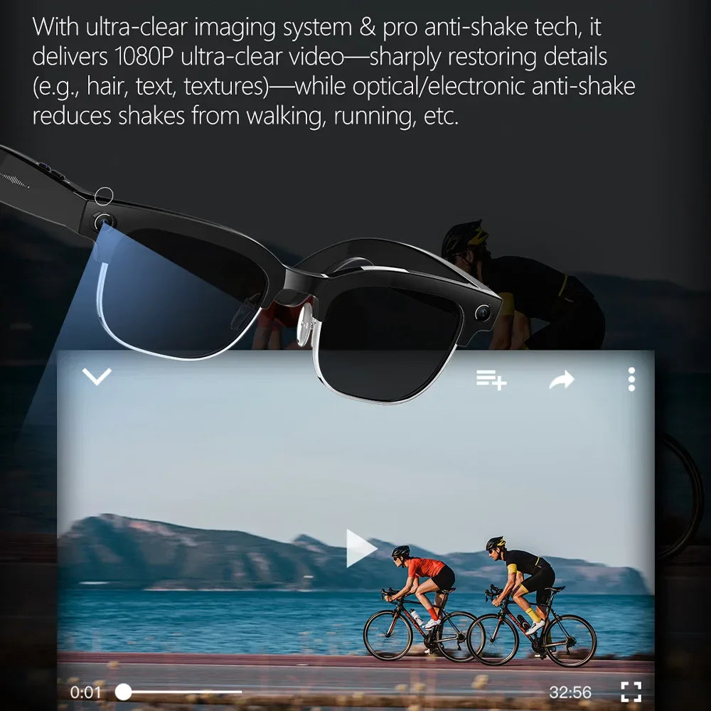 AI Smart Glasses with 8MP Camera Video Recording 100+ Languages Translation Sunglasses Bluetooth Call Music Play Men Women 2025 - 1Tecbuy