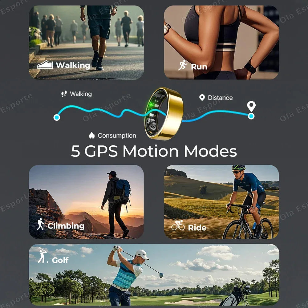 2025 Smart Ring Blood Pressure Heart Rate Sleep Monitoring Smartring IP68 & 5ATM Waterproof Multi-sport Mode Smartring Man Women - 1Tecbuy