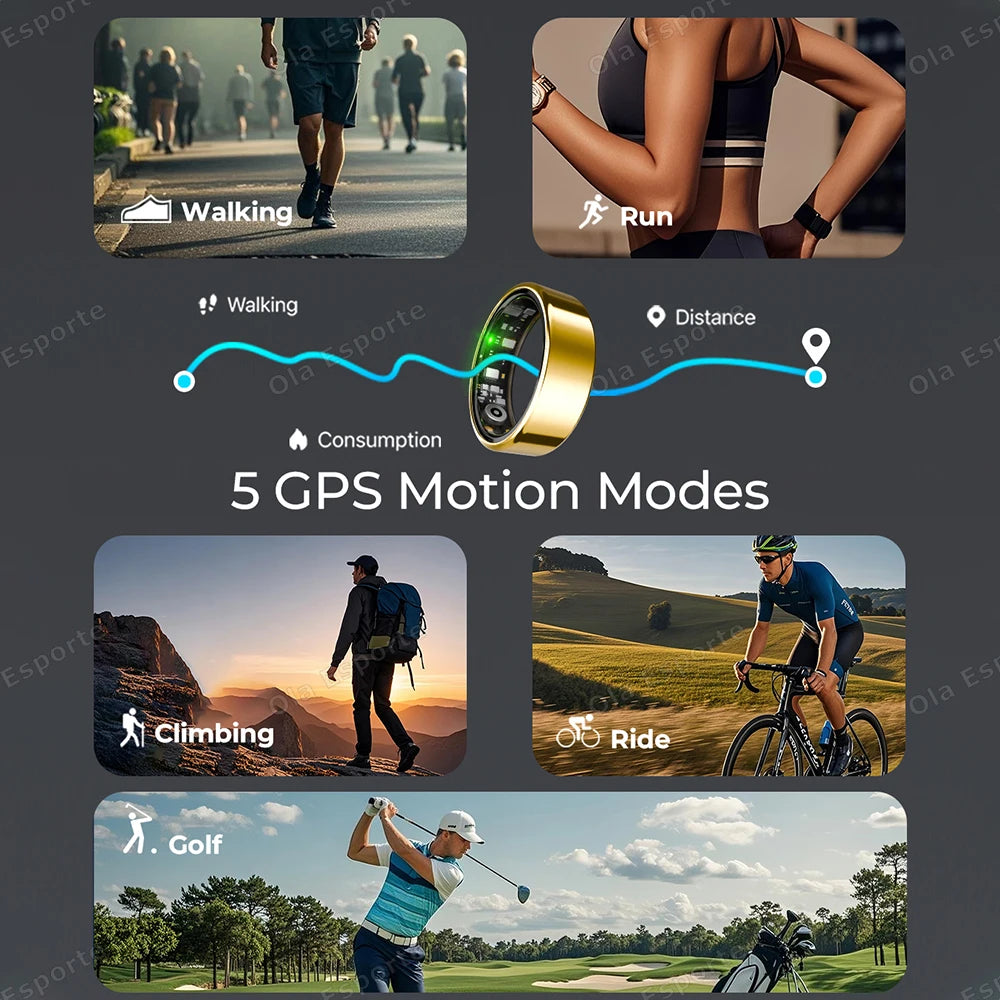 2025 Smart Ring Blood Pressure Heart Rate Sleep Monitoring Smartring IP68 & 5ATM Waterproof Multi-sport Mode Smartring Man Women