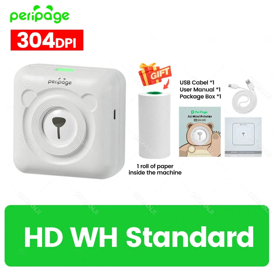 7 Colors Peripage A6 304DPI Mini Photo Printer Notes Sticker Label Printing Machine Bluetooth Portable Wireless Printer Marker - 1Tecbuy
