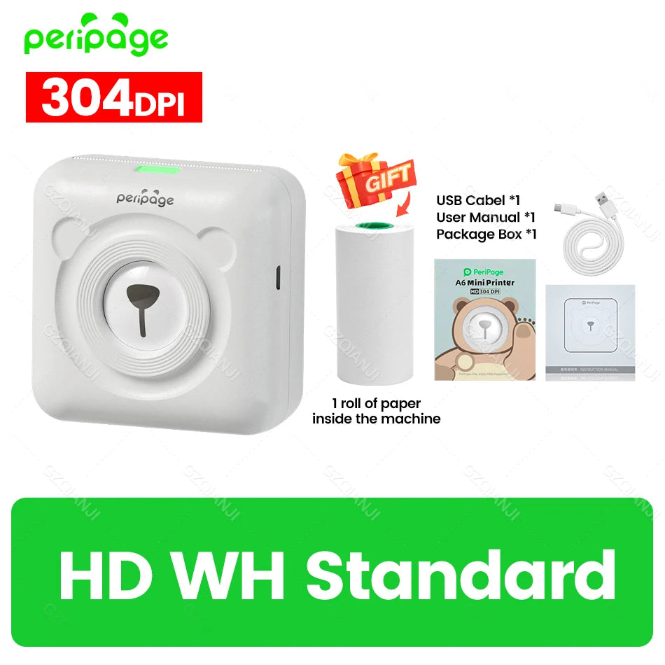 7 Colors Peripage A6 304DPI Mini Photo Printer Notes Sticker Label Printing Machine Bluetooth Portable Wireless Printer Marker