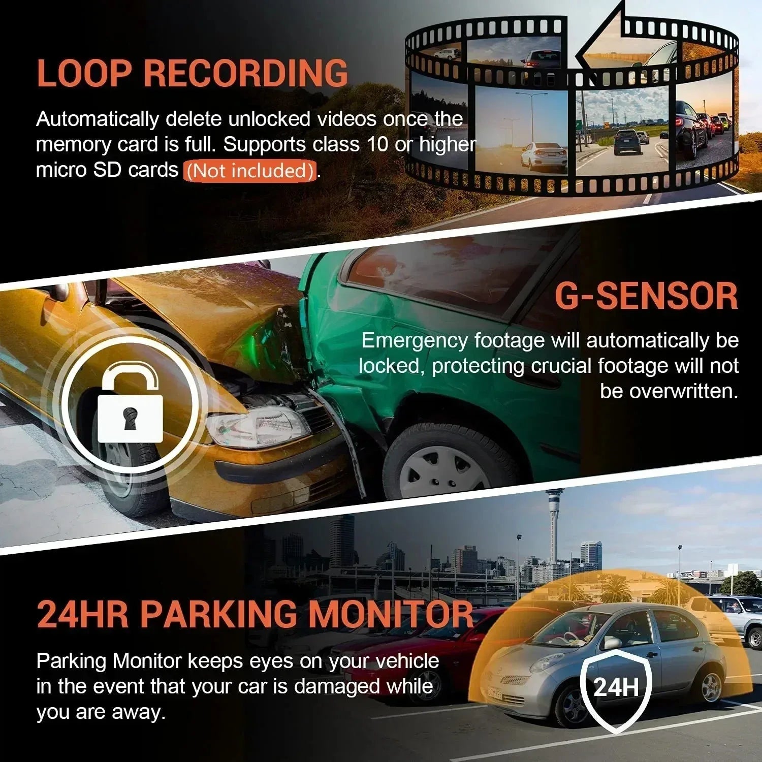 1080P WIFI Dual camera Dash Cam for cars,Front And Inside,car camera with IR Night Vision,Loop Recording,wide angle Car DVR Came - 1Tecbuy