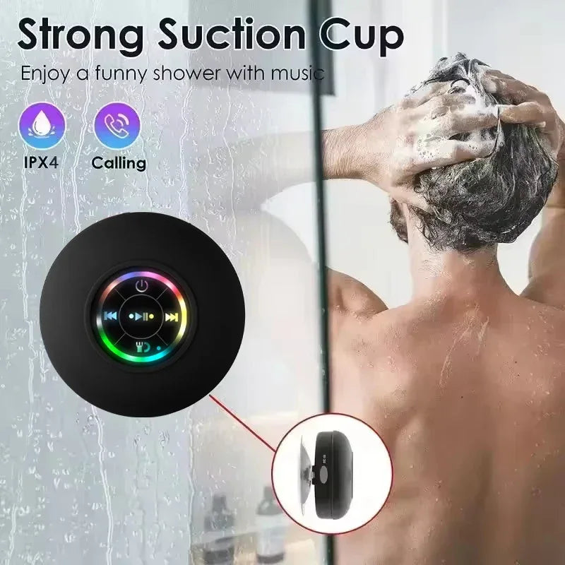 Portable Wireless Bluetooth Speaker LED Light IPX4 Waterproof Loudspeaker Outdoor Bathroom Large Suction Cup Stereo Sound Box - 1Tecbuy