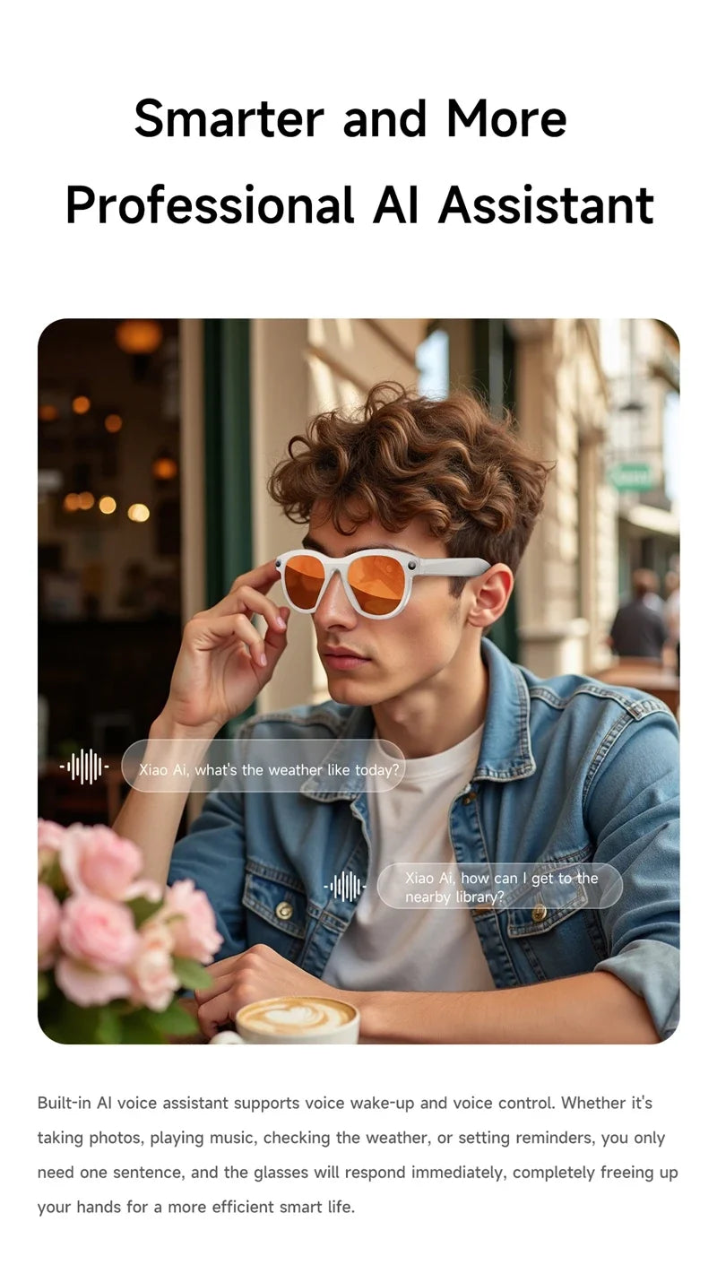 Xiaomi 8K HD AI Smart Camera Glasses Multifunctional Bluetooth Calling Voice Assistant Music Player Translation Camera Glasses