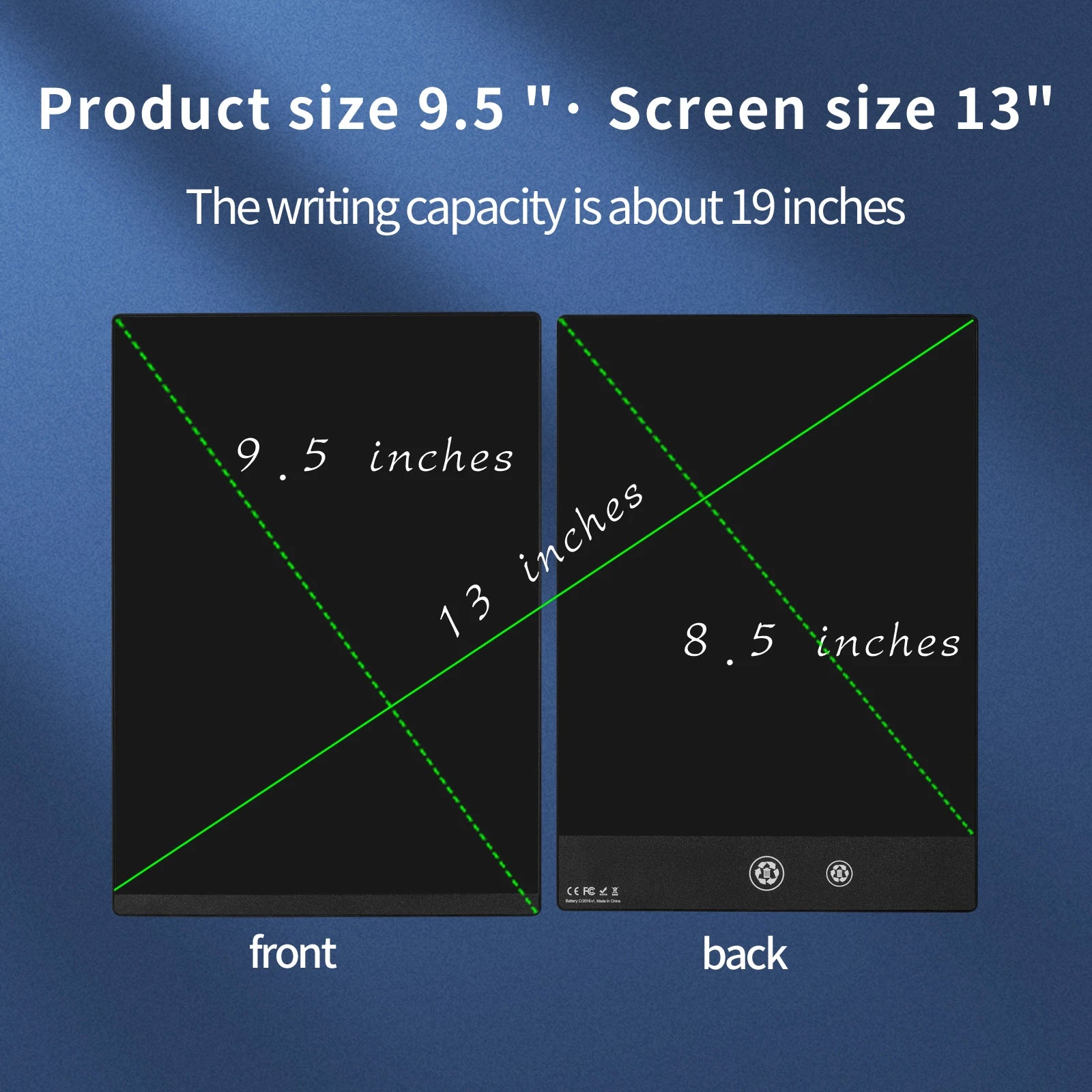 9.5 inch LCD Writing Tablet Full Screen Superfine Double Sided for Kids Drawing Pad Student Writing Pad Gifts Office Notepad