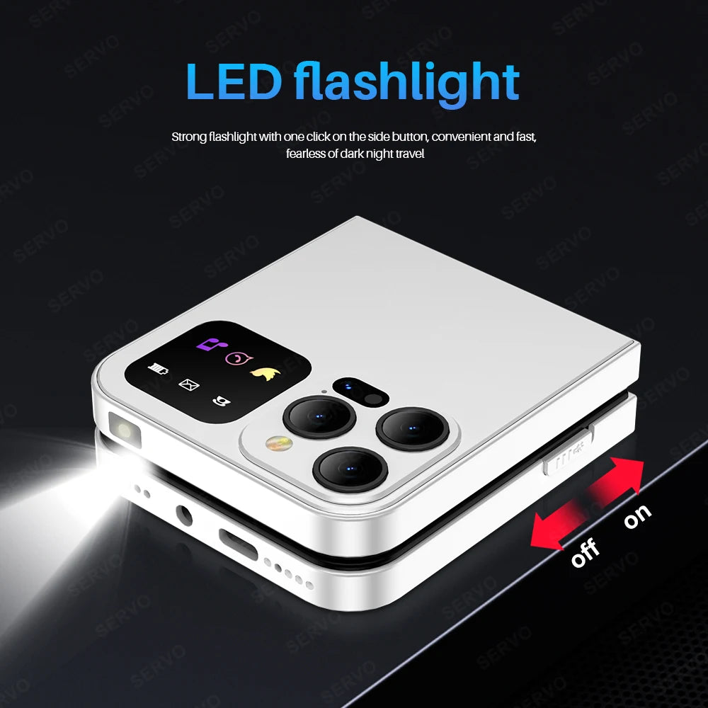 SERVO A50 PRO Flip Mobile Phones Magic Voice Blacklist Dual SIM Call Record Speed Dial Foldable Cellphones 2.4" Display Type-C