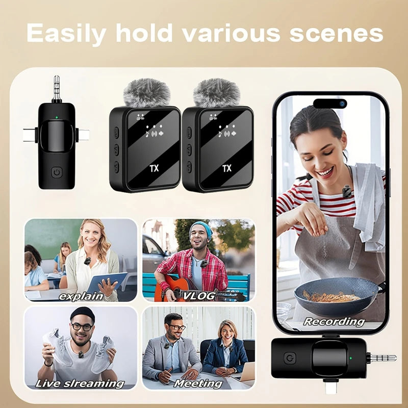 Xiaomi Wireless Lavalier Microphone for iPhone Android Microphone Reverb Sound Video Recording Podcast Noise Reduction Clip Mic
