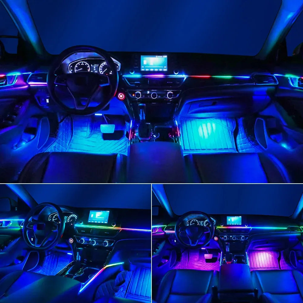14/18 in 1 Led Acrylic Car Ambient Light RGB 64 213 Color Symphony Acrylic APP Streamer Atmosphere Lamp Kit One Zone Dual Zone - 1Tecbuy