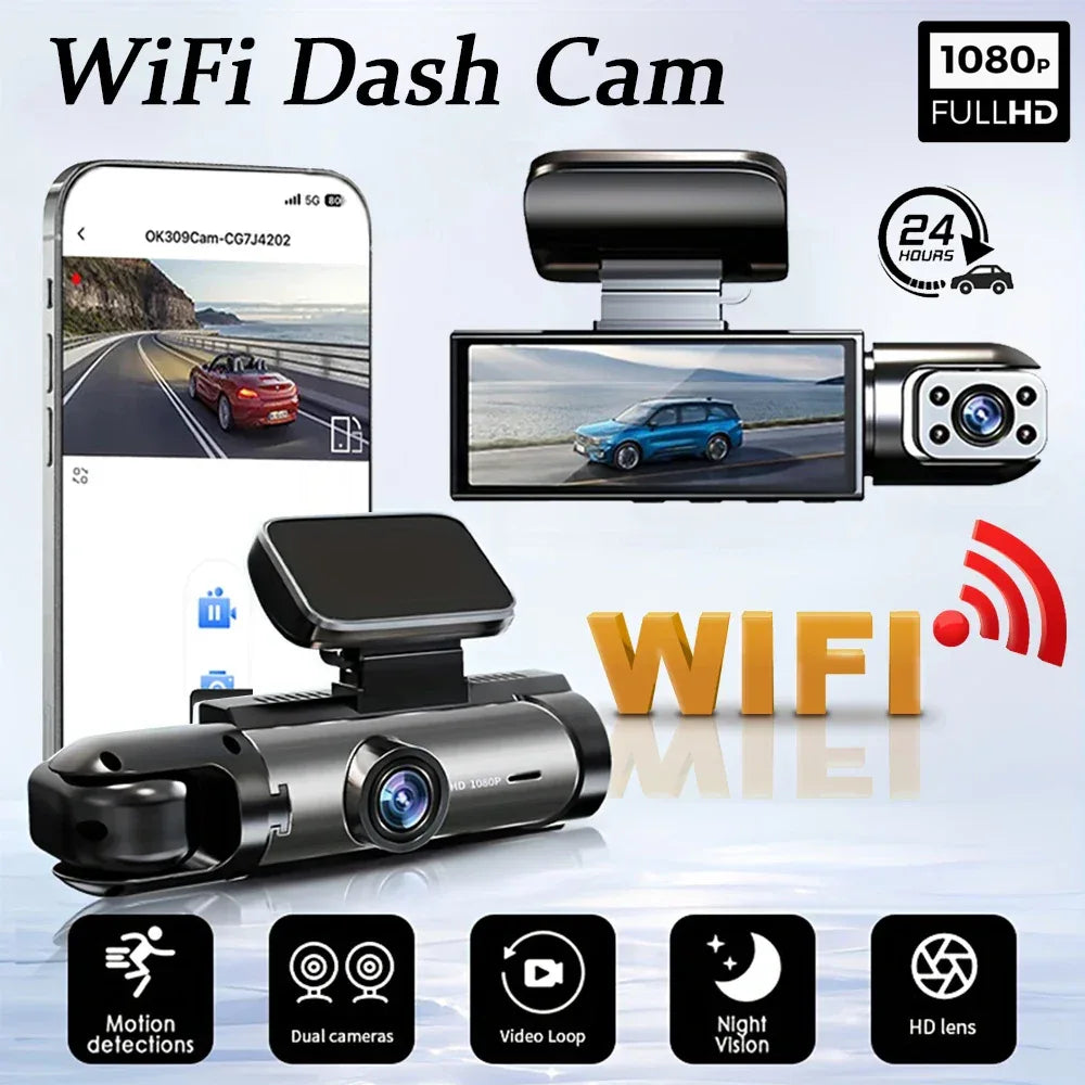 1080P WIFI Dual camera Dash Cam for cars,Front And Inside,car camera with IR Night Vision,Loop Recording,wide angle Car DVR Came - 1Tecbuy