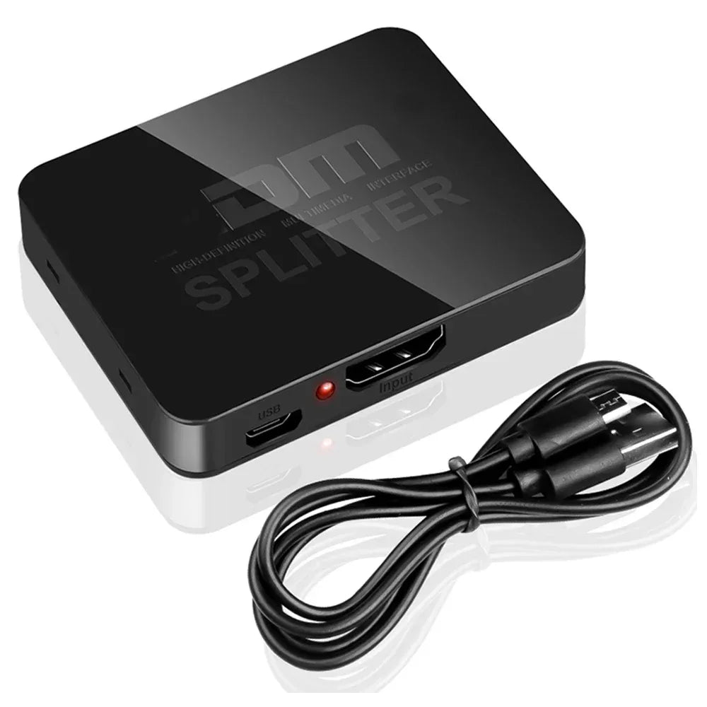 4K HDMI-compatible 1x2 Splitter Switch 1 in 2 Out Video Distributor Amplifier Dual Display for Box PC Monitor Projector Laptop - 1Tecbuy