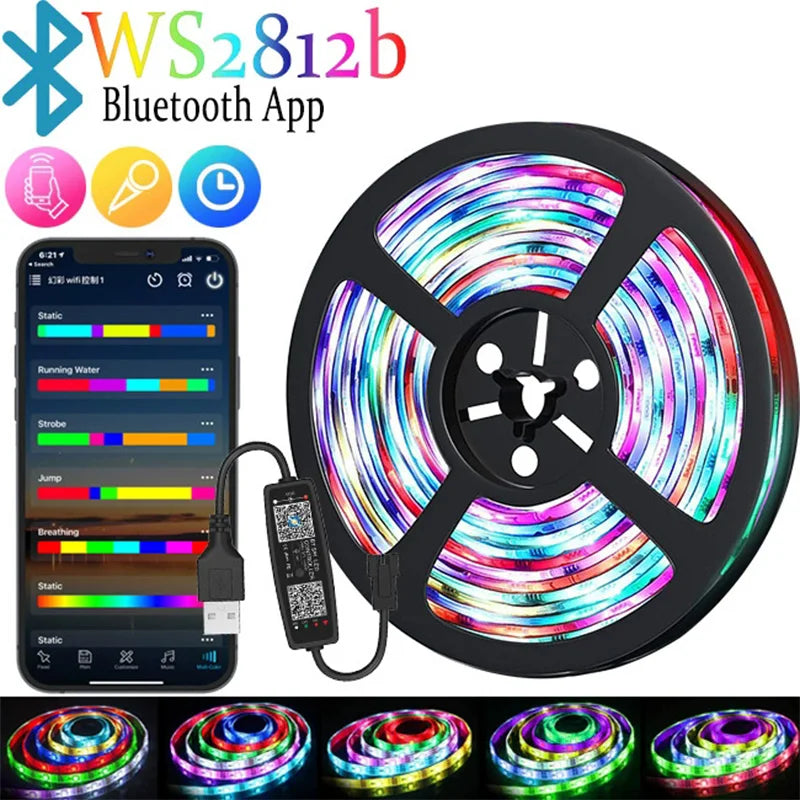 Tuya Smart WIFI RGBIC LED Strip Light Tape Addressable WS2811 IC Flexible RGB Neon LED Light USB APP Control for Alexa Google
