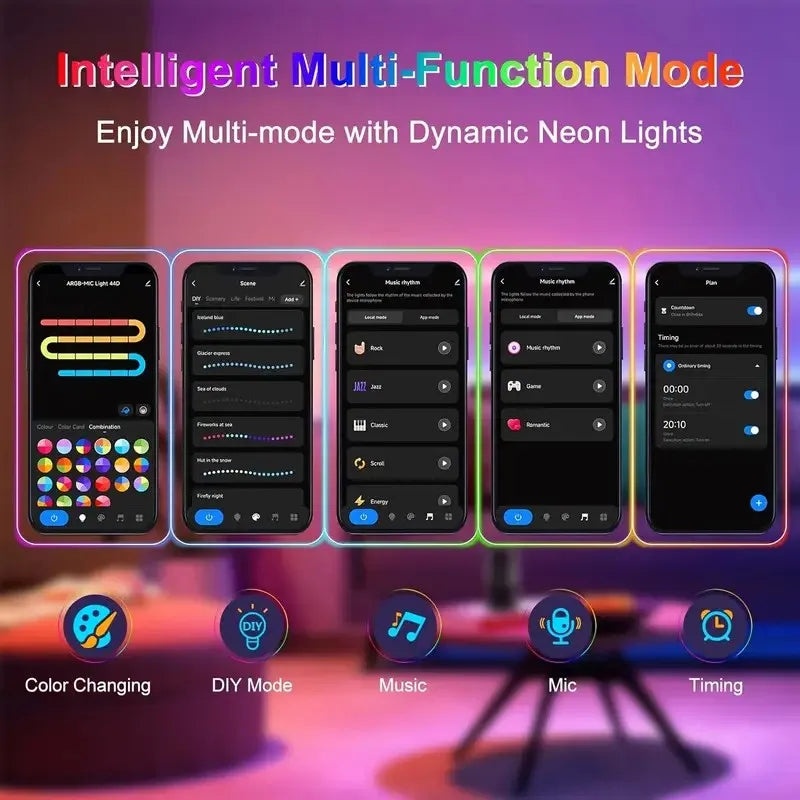 DC24V RGBIC Neon LED Strip Waterproof Bluetooth Music Sync 5-20M Flexible Neon Silicone Rope Light Festive Chasing Atmosphere