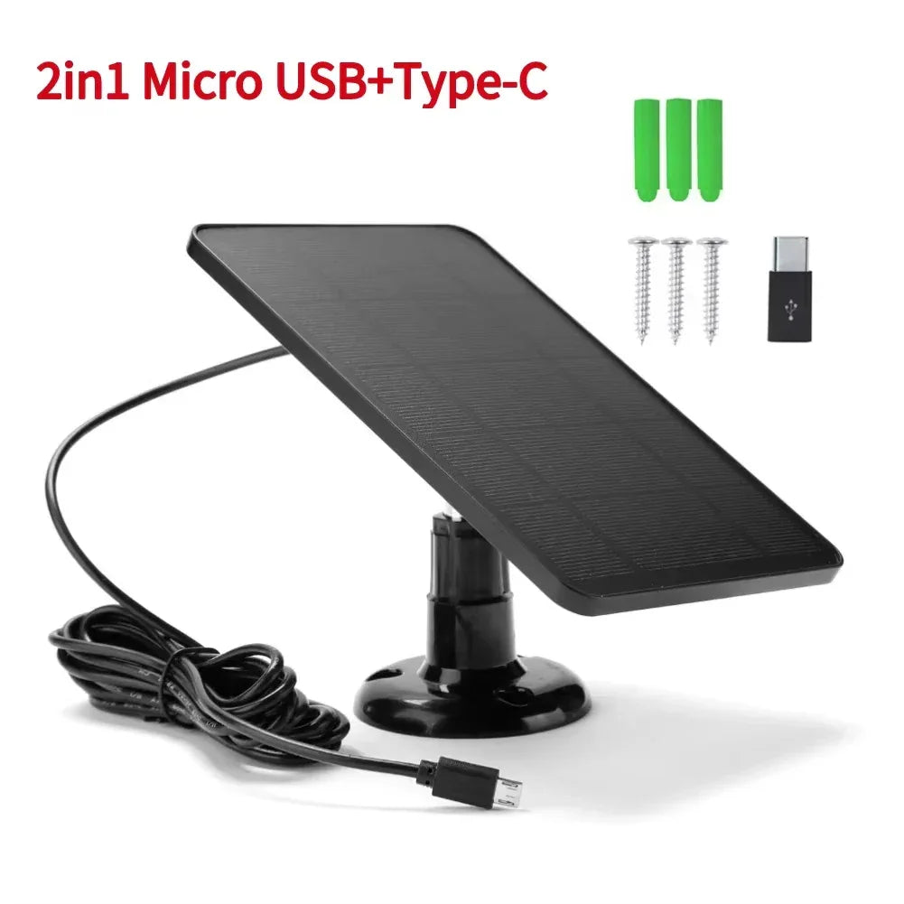 10W 5V Solar Panel 2in1 Micro USB+Type-C Solar Panels Outdoor Solar Cells Chargerfor Security Camera/Small Home Light System - 1Tecbuy